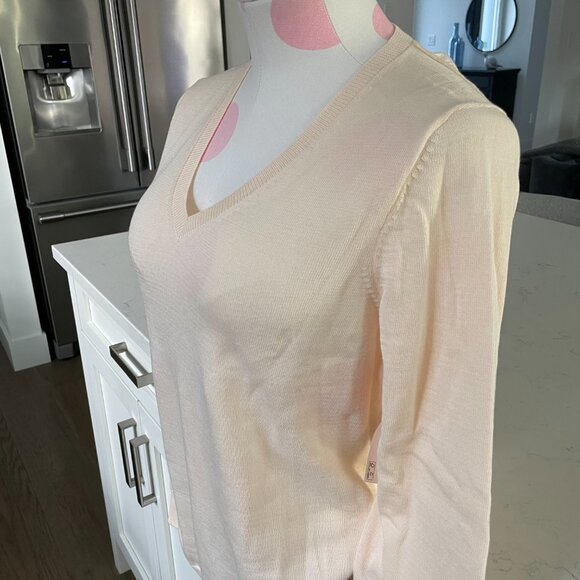 Amazon Essentials Casual Lg Slv V Neck Lightweight Knit Sweater Ecru Sz M NWT - Picture 4 of 13
